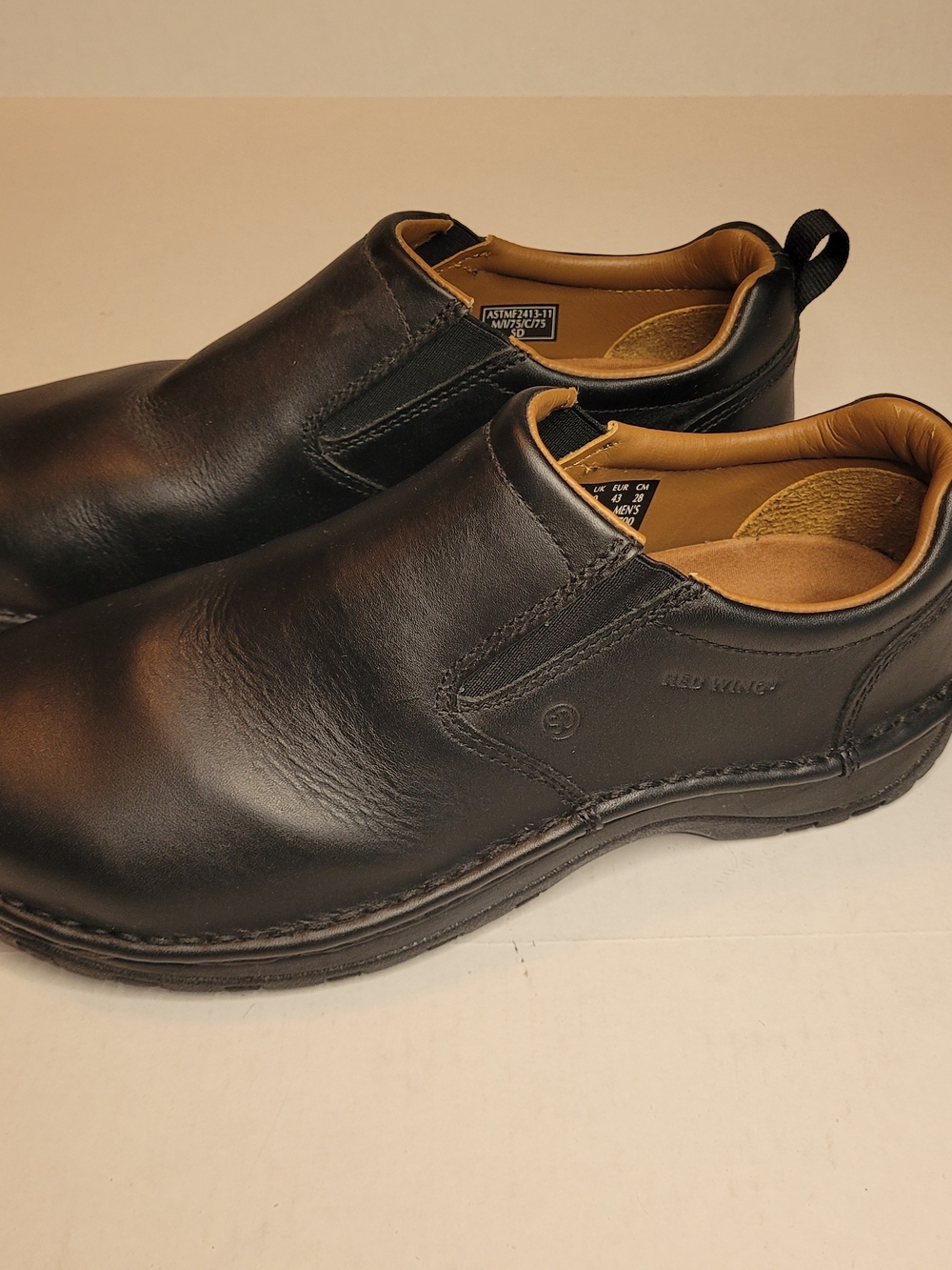 Red Wing Shoes Black Slip-On Safety Toe 10 EE